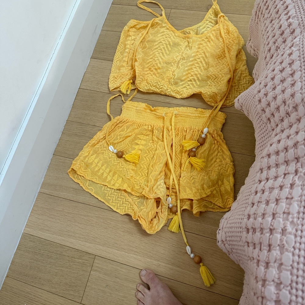 Ramy Brook Sunny Yellow Crochet Set